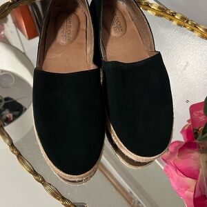 Adam Tucker Black Espadrilles with Suede Upper